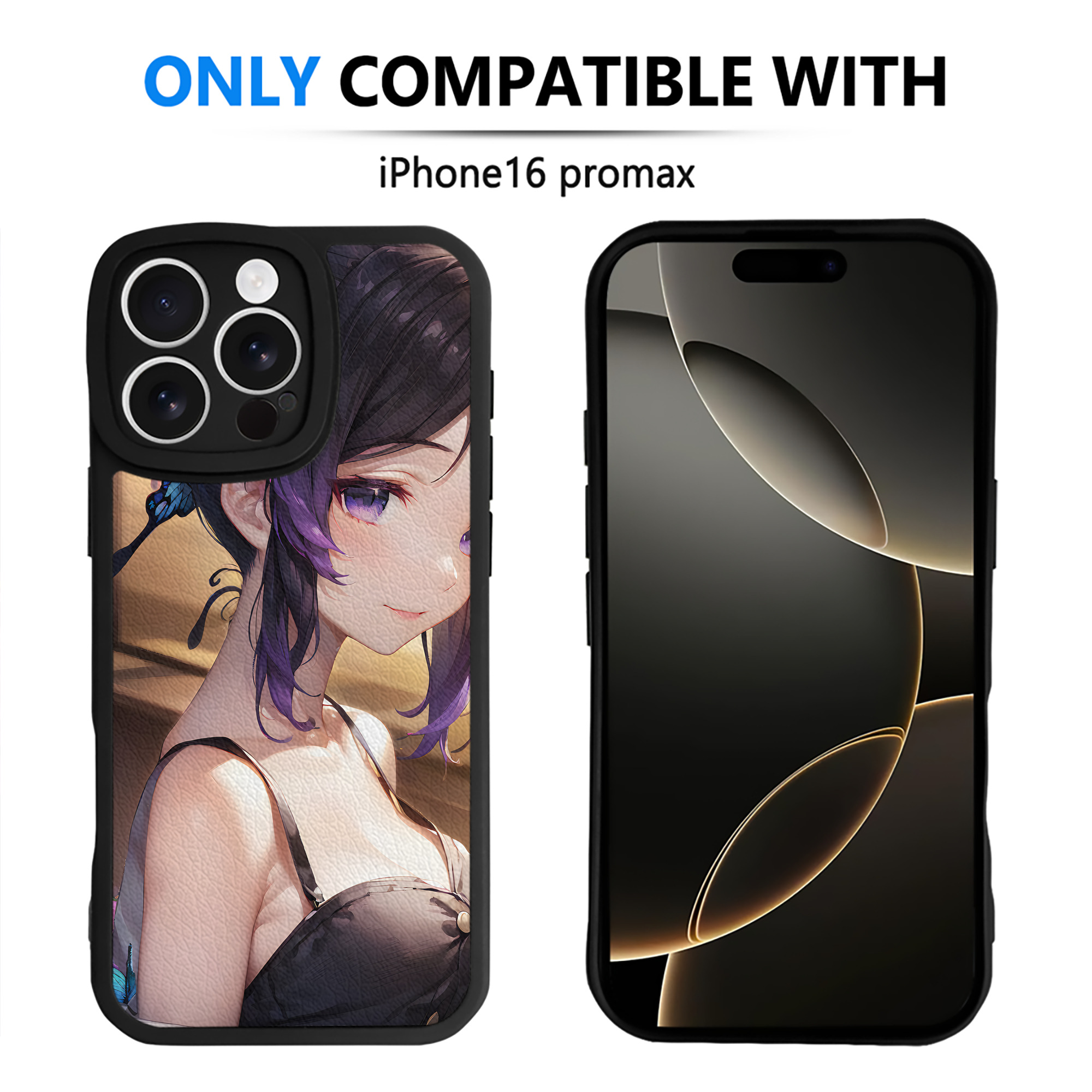 （画像用） 鬼滅の刃（きめつのやいば）蟲柱-胡蝶 しのぶ／こちょう しのぶ Kochou Shinobu 【iPhone 16シリーズ対応】シリコンスマホケース（レザー調） 材質：シリコン